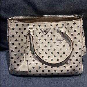 Prada White Leather Studded Satchel